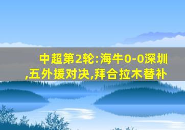 中超第2轮:海牛0-0深圳,五外援对决,拜合拉木替补